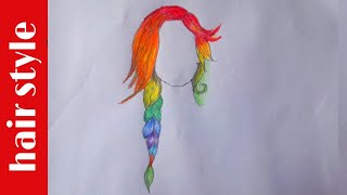 Colourful Hairstyles Drawing/Girl Hair Style Drawing/How To Draw Girl Hair/Hairstyles