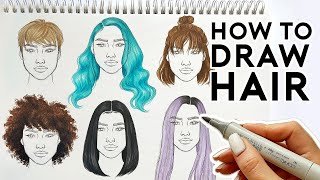 How To Draw Hairstyles Vol.2 | Sketching & Coloring Tutorial
