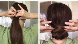 2-Minute Low Bun Hairstyle | Easy Hairstyles For Medium Long Hair