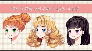 How To Color And Draw 3 Different Anime Hairstyles With Depth