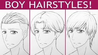How To Draw 3 Manga Boy Hairstyles!