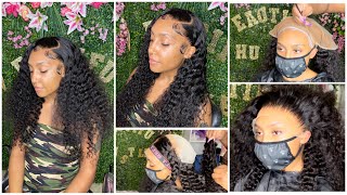 Detailed Deep Wave Lace Frontal Bond In(Quickweave)| Curly Raw Hair|Thebeautifulhustlerbrand