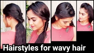 Quick Easy Hairstyles For Wavy Hair//Indian Hairstyles For School/College For Medium Long Hair