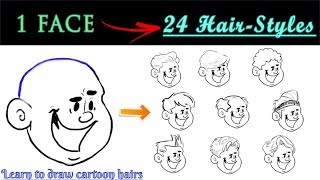 How To Draw Hairs Of Cartoons - Male | Learn To Draw 24 Hairstyles For Your Cartoon Character |