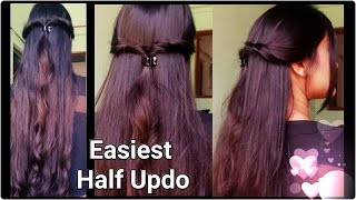 1Min Half Updo Hairstyle//Easy Party Hairstyles For Medium To Long Hair//Indian Hairstyles