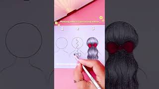 How To Draw 3 Hairstyles Using A Bow #Shorts #Hairstyles