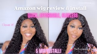 Watch Me Review This Amazon Jerry Curly 5X5 Glueless Wig! Quick Affordable Install| Ft. Unice Hair