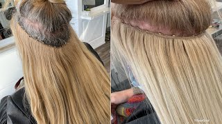 Hand Tied Weft Extensions Removal And Installation  12 Week Hair Growth (Waterfall Method)