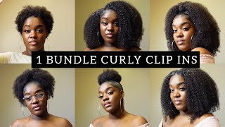 *One Bundle* 5 Easy Hairstyles For Natural Hair | Curly Clip Ins