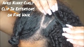 How To Install Afro Curly Kinky Hair Clip Extensions On 3C Natural Hair |  Amazing Hair Extensions