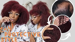 Go To Protective Style On Thin Hair ❌No Crochet No Lace No Glue! Great Wig For Beginners Curls Curls