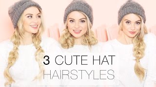3 Cute Winter Hat Hairstyles Using Hair Extensions L Milk + Blush