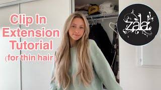 How To Put Clip In Hair Extensions Into Thin Hair!! | Zala Hair Extension Tutorial