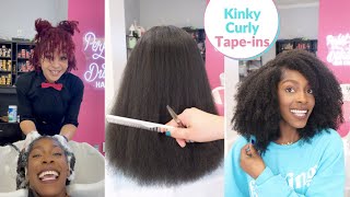 I Got Kinky Curly Tape-Ins! Hair Washed, Straightened & Trimmed For Installation