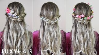Easy & Quick Hairstyle With Flowers (Perfect For Spring & Summer) | Luxy Hair