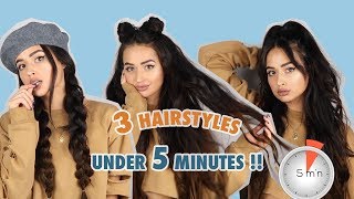 3 Hairstyles Under 5 Minutes!! Ft/ Zala Hair Extensions