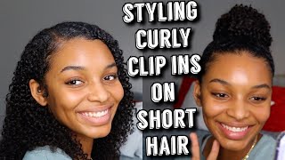 How I Install Clip In Extensions On Short Twa Hair | Five Hairstyles For Curly Hair | Curls Queen