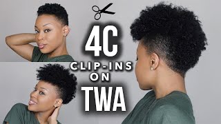 4C Tapered Frohawk Transformation | How To Install Clip-Ins On Short Natural Hair/Twa