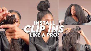 How To Install Clip In Hair Extensions Like A Pro  | Tahikie Hair 16 Inch Kinky Straight Clip-Ins