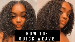 Middle Part Quick Weave Tutorial W/ Indian Curly Hair| How To Do A Quick Weave