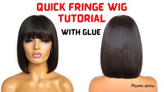 Diy How To Make A Quick Fringe Wig Using Glue || How To Make A Weave Under 45 Mins