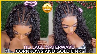 ✨Goddess Braids W/Gold Rings! 6X6 Hd Lace Closure 24 Inch Waterwave Curly Hair Must Have! Yolissa