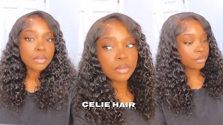 Deep Wave Closure Wig Install Perfect Side Part Design Ft. Celie Hair | Mssstephanie