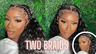 Two Braids Deep Wave Wig Install !!| 13X4 Deep Wave Frontal Wig Install | Alipearl Hair