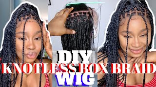 How To Do Realistic Knotless Box Braids Wig Tutorial With 6X6 Closure For Beginners|Deborah Emem2020