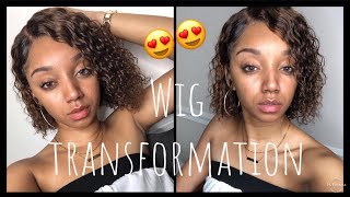 10 In Short Curly Bob Wig With Highlights | First Time | Wig Transformation