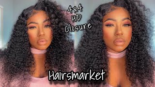 Natural Color Human Hair 4X4 Kinky Curly Lace Closure Wig Ft. Hairsmarket