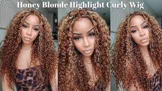 No More Frontal Wigs | Honey Blonde Highlight Curly T Part Wig Install Ft. Julia Hair | Sharronreneé