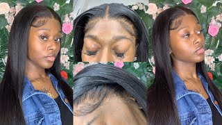 Detailed Melt Downmiddle Part 13X4 Hd Lace Frontal Straight Wig 22 Inches Stema Hair