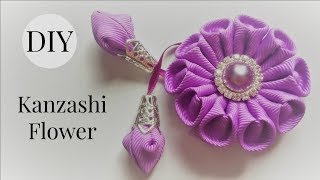 Diy Kanzashi Flower Hair Clip/ Ribbon Flower Tutorial
