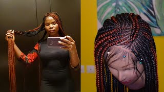 How-To 6X6 Braided Lace Closure | Box Braids With Feed-In Braids | Super Long Xmas Braids