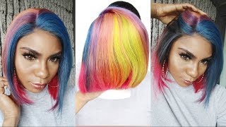 Colorful Short Bob 13X6 Lace Front Wig + Glueless Install Ft. Neflyon Wigs