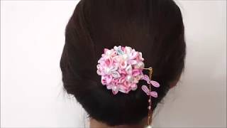 ‍‍♀️ Edo Tsumami Kanzashi Ribbon Flower Hair Bun Pin • How To Make Japanese Hair Accessories?