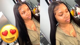 Bone Straight Middle Part Wig Install Tutorial | Ishowbeauty Hair