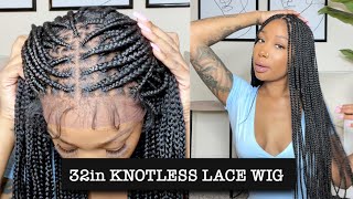 Only $127!!!!| 32In Knotless Box Braid Frontal  Wig | Braids Without Sitting For Hours|Wequeen