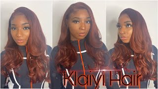 Klaiyi Hair (Pre Colored ) Brunette Auburn Copper 13X4 Lace Frontal Wig | Client Cam Install