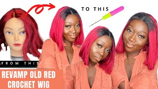 Diy Lace Closure + Revamping My 2 Years Old Red Kanekalon Braiding Hair Crochet Wig