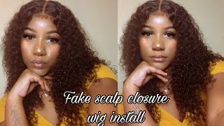 Fake Scalp Closure Wig Install|| Ft Unice Hair || Beginner Friendly || Jerry Curly Wig From Amazon||