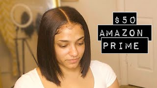 $50 Amazon Prime Bob Install Tutorial On Long Hair | Affordable Amazon Wigs |31 Days Of Hair|Day 10