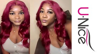 Unice 99J 4X4 Fake Scalp Closure Wig||Unice Amazon Hair || Glueless Install (Easy) | Dia Dierra