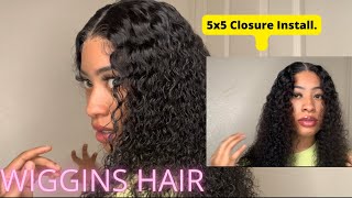 Middle Part 5X5 Closure Curly Hair Install *Beginner Friendly* Ft Wiggins Hair | Simone Flawless