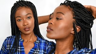 I Tried A Box Braid Lace Wig With And Without Got2B Glued | Neat And Sleek