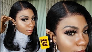 Glueless Swiss Lace Melt:Pre Bleached Lacefront Wig |Hold Spray Install| Ft. Wequeen Hair