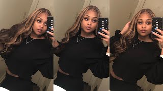Bomb13X4 Lace Wigs Invisible Pre Plucked Lace Front Highlight Ombre Straight Wig Ft Julia Hair