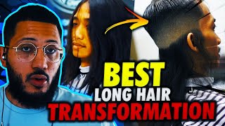 Indonesian Barber Transforms Crazy Long Hair! Unique Techniques!
