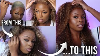 Bomb  Curly Ombre Highlight Lace Frontal Wig || Affordable Lace Front Wig || Ft. Unice Hair